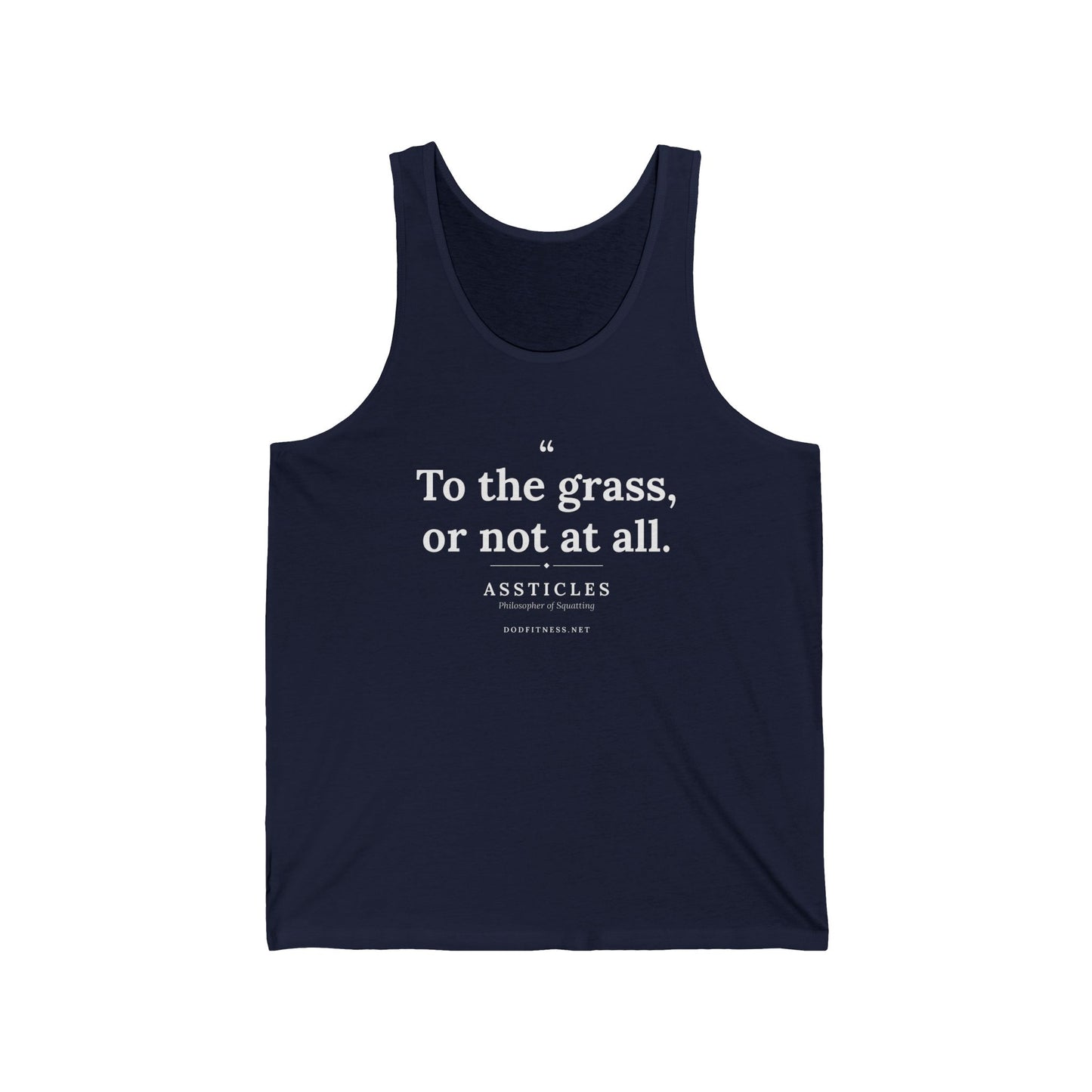 Assticles - To The Grass Or Not At All men's tank in Navy - funny gym tank by DoD Fitness
