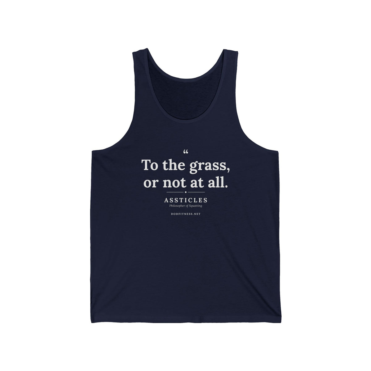 Assticles - To The Grass Or Not At All men's tank in Navy - funny gym tank by DoD Fitness