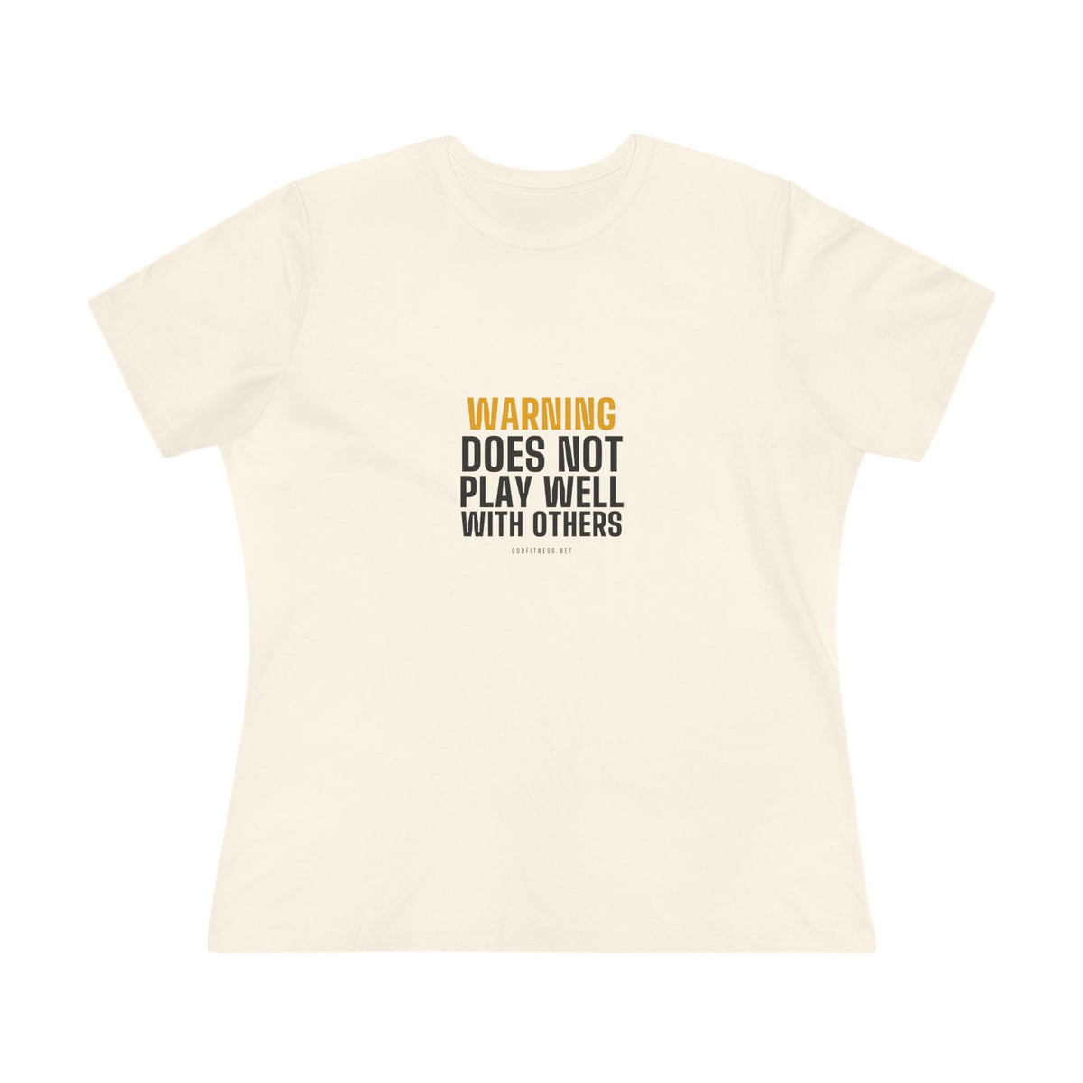 Warning Label women's tee in Natural - funny gym shirt by DoD Fitness
