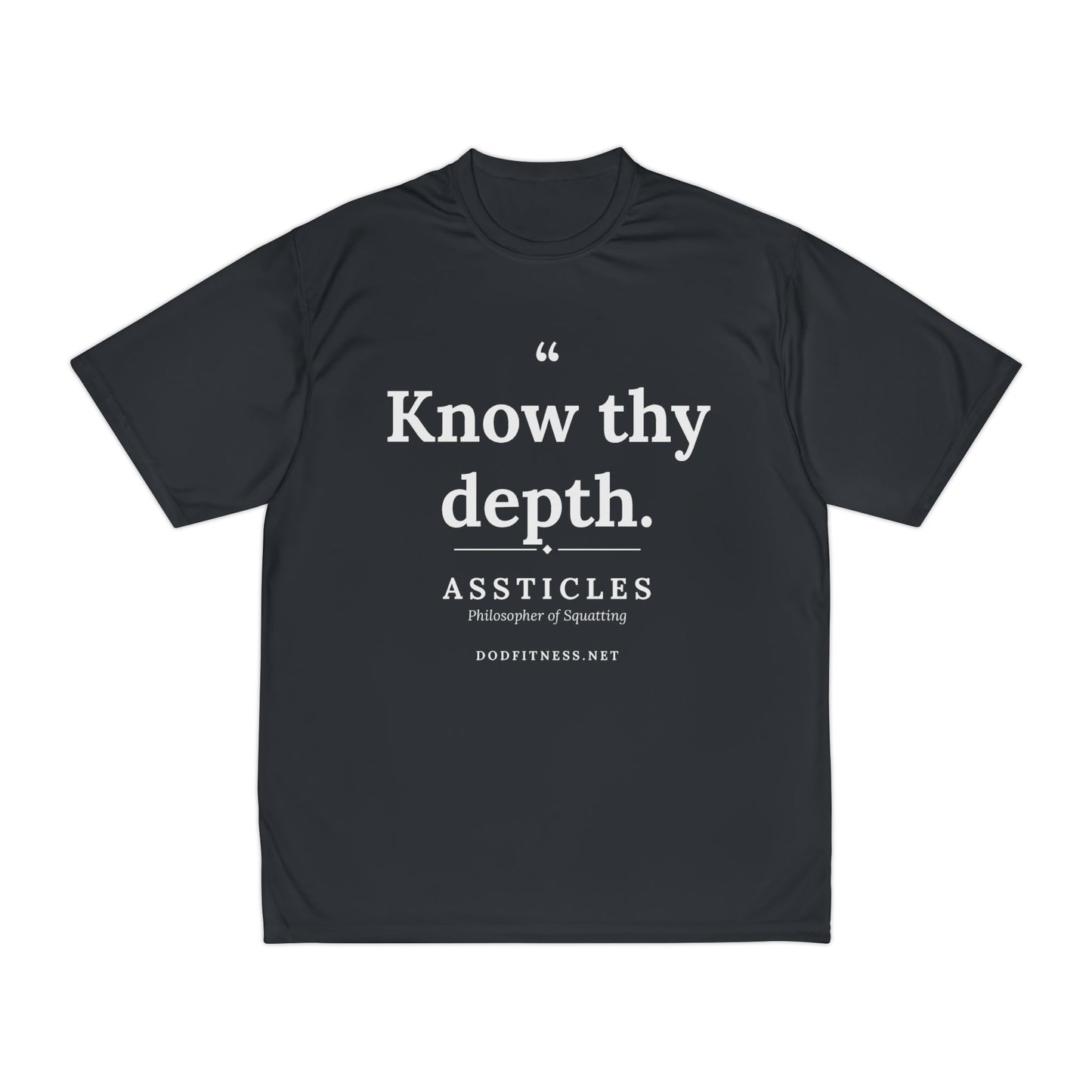 Assticles - Know Thy Depth performance tee - funny gym shirt by DoD Fitness