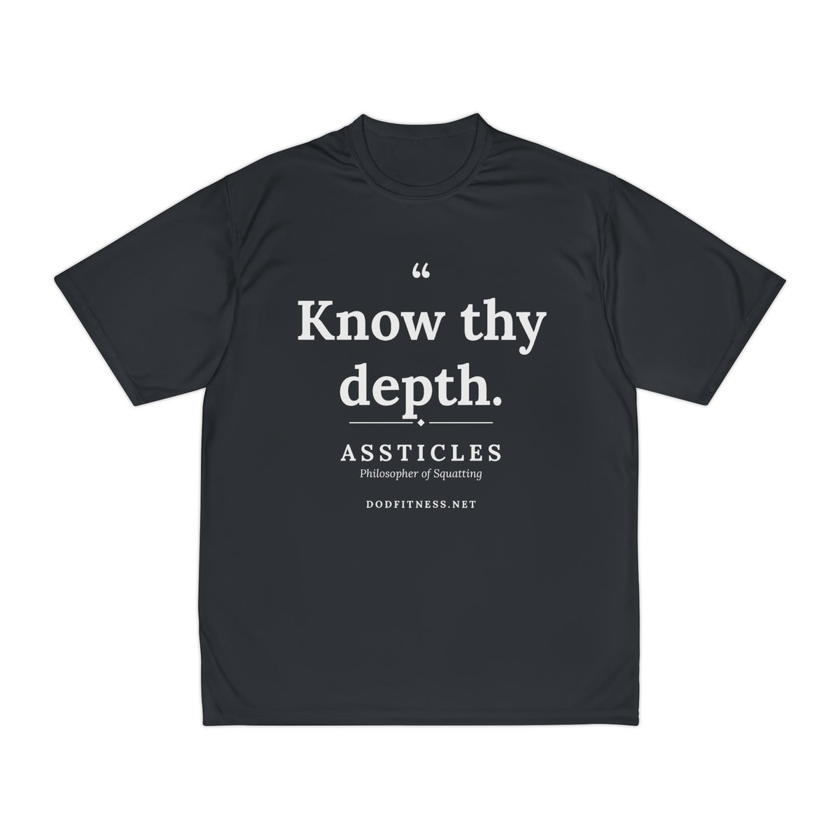 Assticles - Know Thy Depth performance tee - funny gym shirt by DoD Fitness