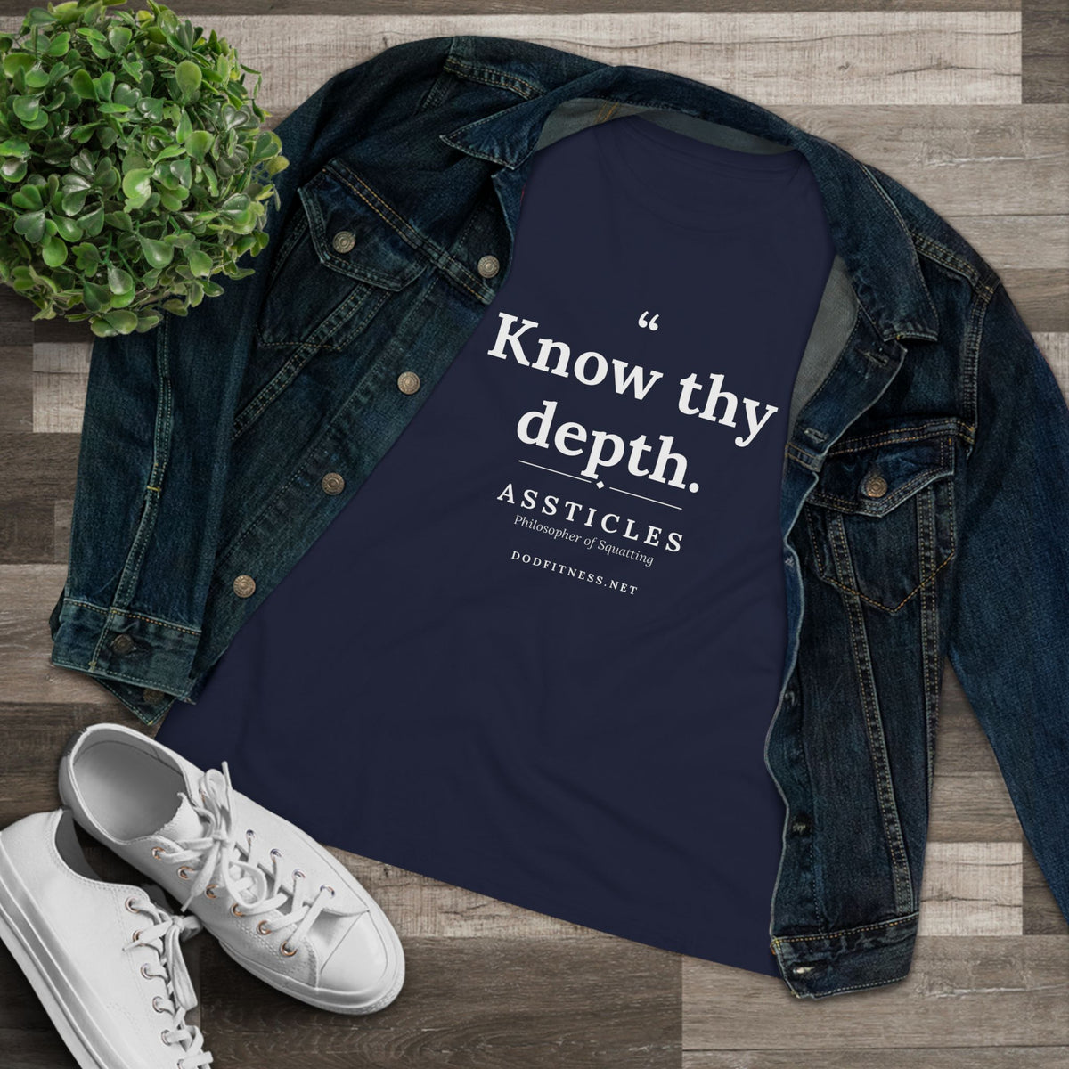 Assticles - Know Thy Depth women's tee - funny gym shirt by DoD Fitness