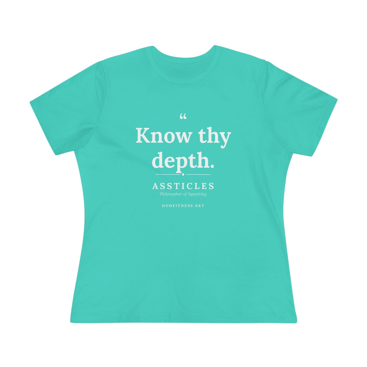 Assticles - Know Thy Depth women's tee - funny gym shirt by DoD Fitness