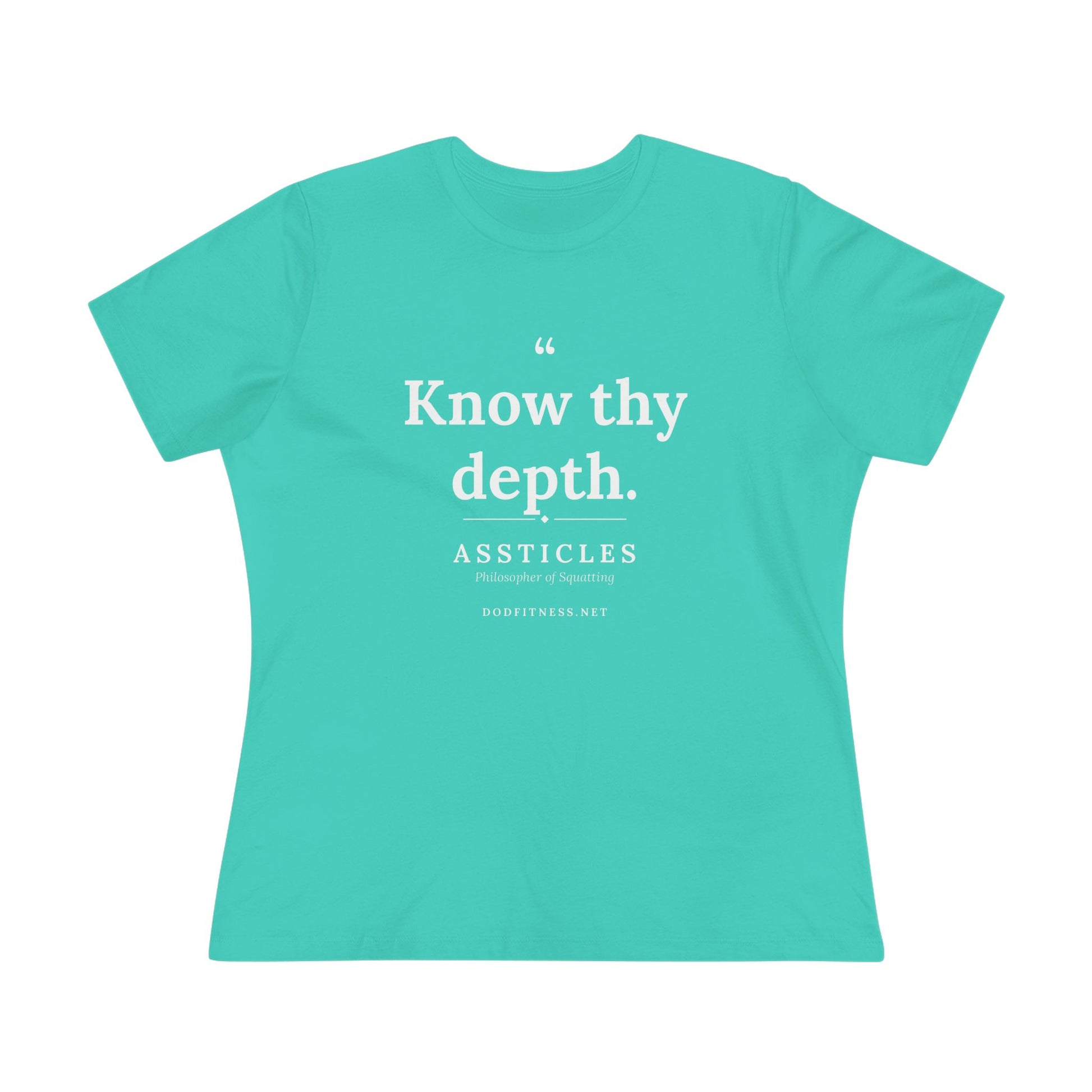 Assticles - Know Thy Depth women's tee - funny gym shirt by DoD Fitness