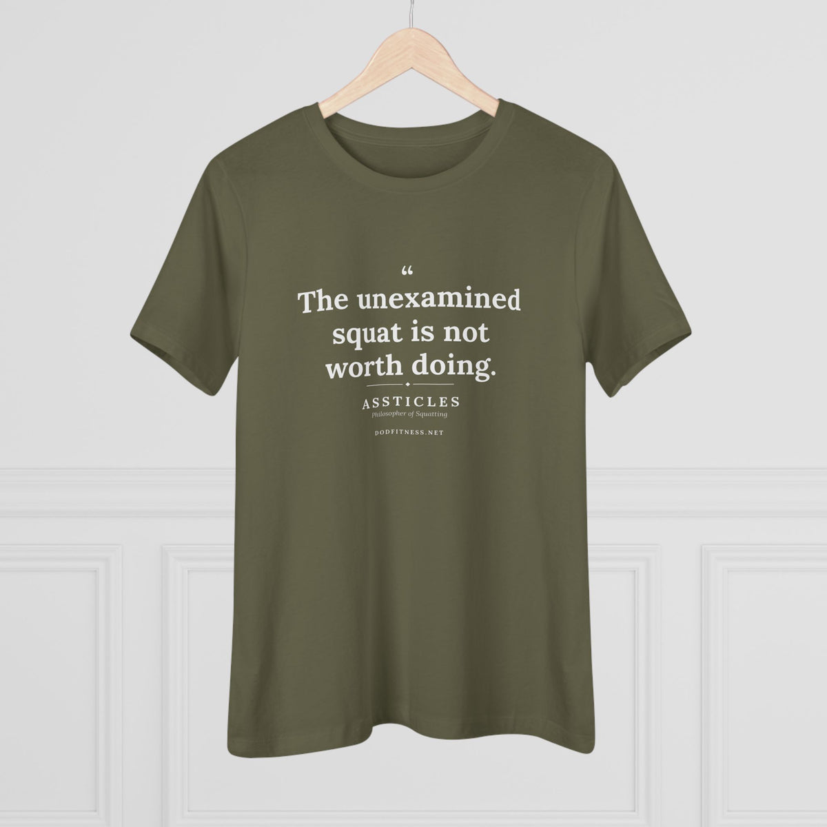 Assticles - The Unexamined Squat women's tee - funny gym shirt by DoD Fitness