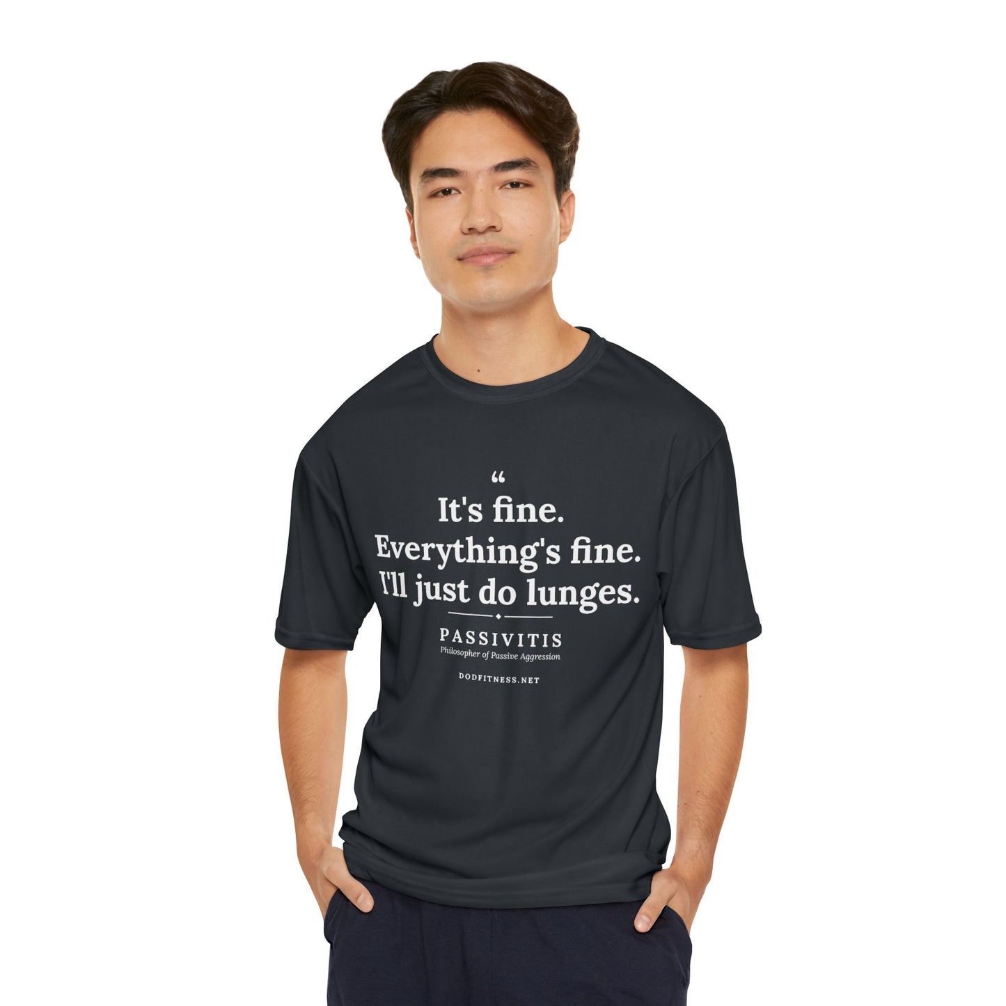 Passivitis - I'll Just Do Lunges performance tee in Black - funny gym shirt by DoD Fitness