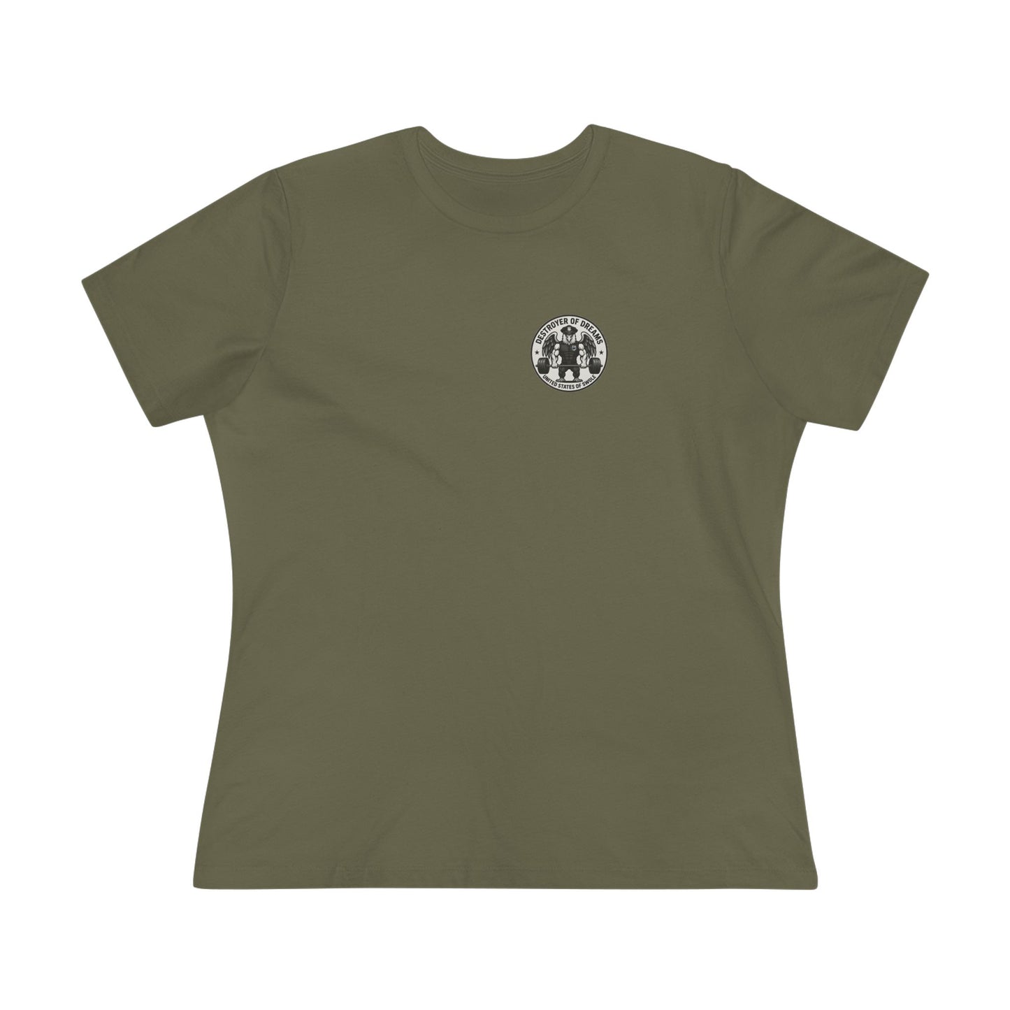 Thin Blue Line women's tee in Military Green - funny gym shirt by DoD Fitness