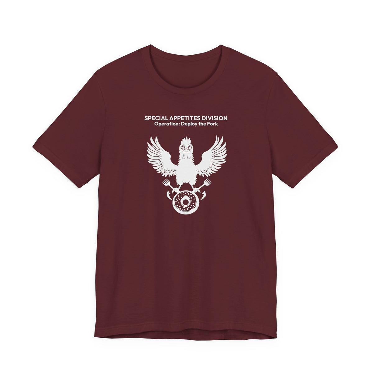MEAL Team 6 - Deploy the Fork men's tee in Maroon - funny gym shirt by DoD Fitness