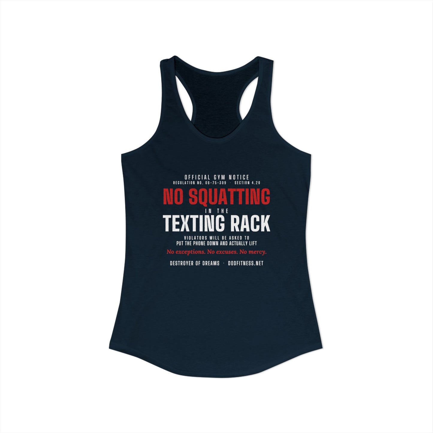 DoD Fitness - No Squatting Texting Rack Women's Tank