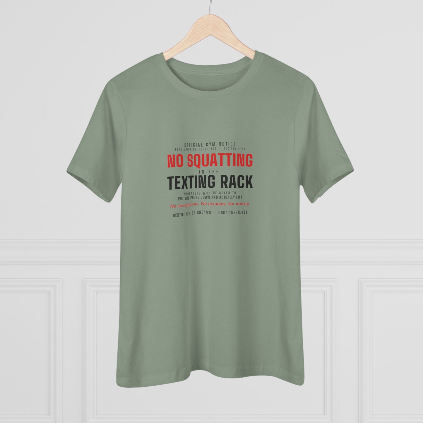 DoD Fitness - No Squatting Texting Rack Women's Tee
