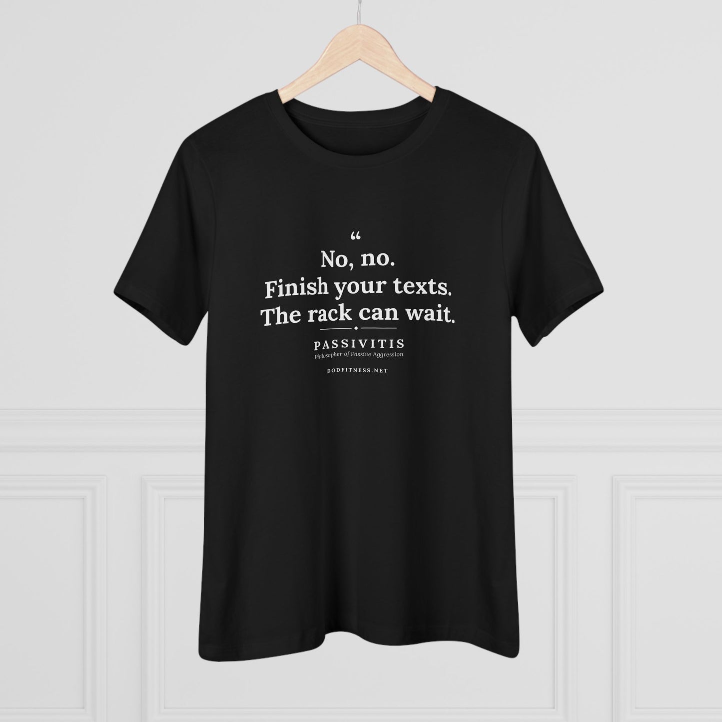 Passivitis - Finish Your Texts women's tee in Team Purple - funny gym shirt by DoD Fitness