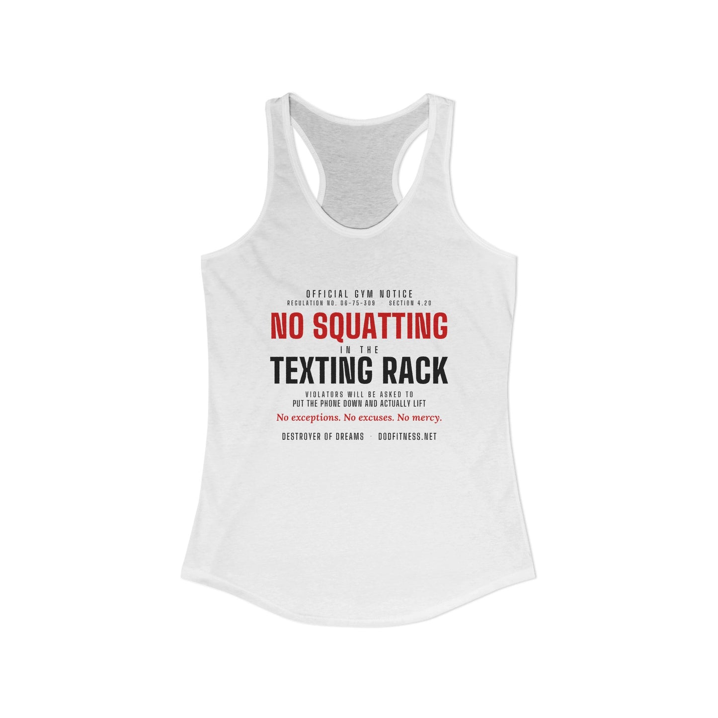 DoD Fitness - No Squatting Texting Rack Women's Tank