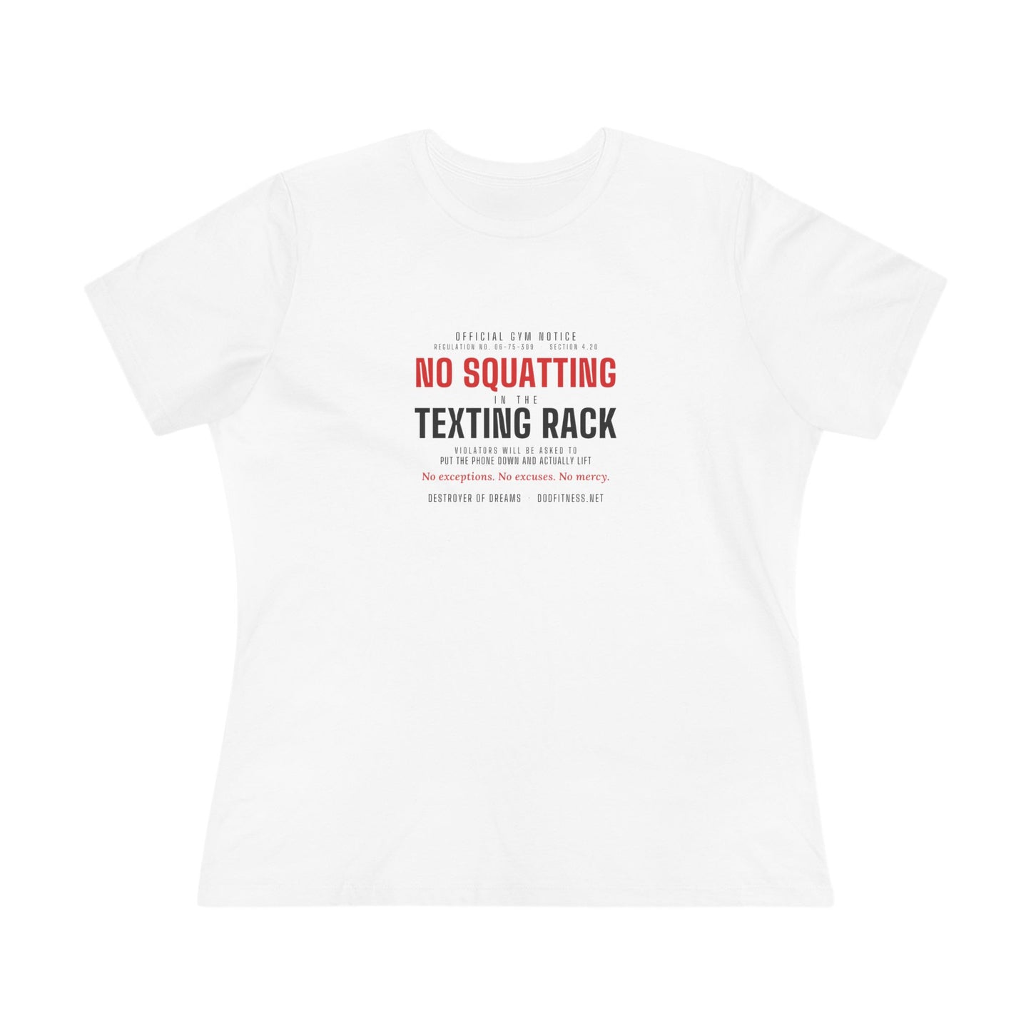 DoD Fitness - No Squatting Texting Rack Women's Tee