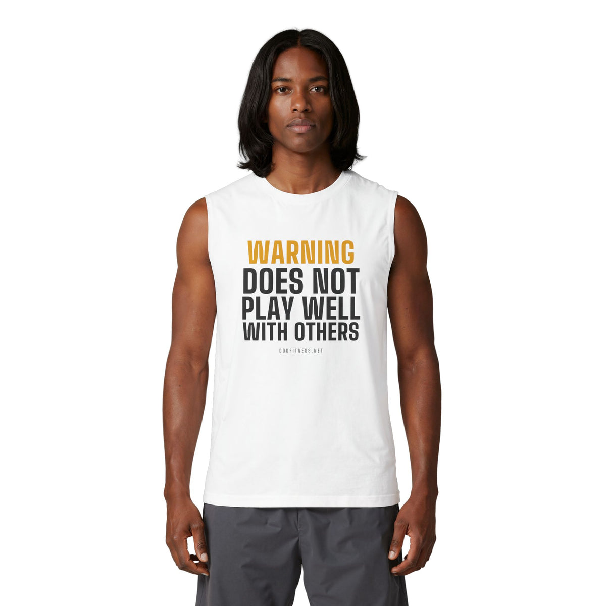 Warning Label stringer tank - funny gym tank by DoD Fitness