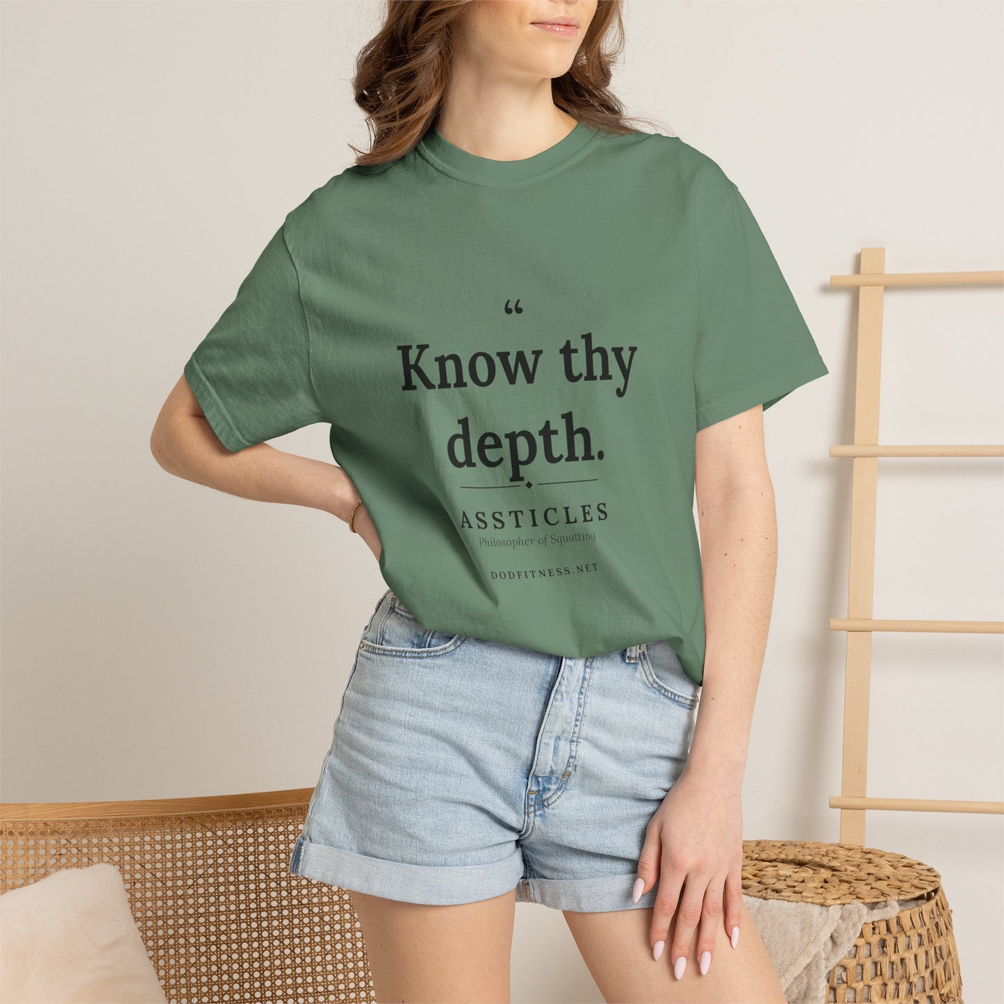 Assticles - Know Thy Depth men's tee in Light Green - funny gym shirt by DoD Fitness