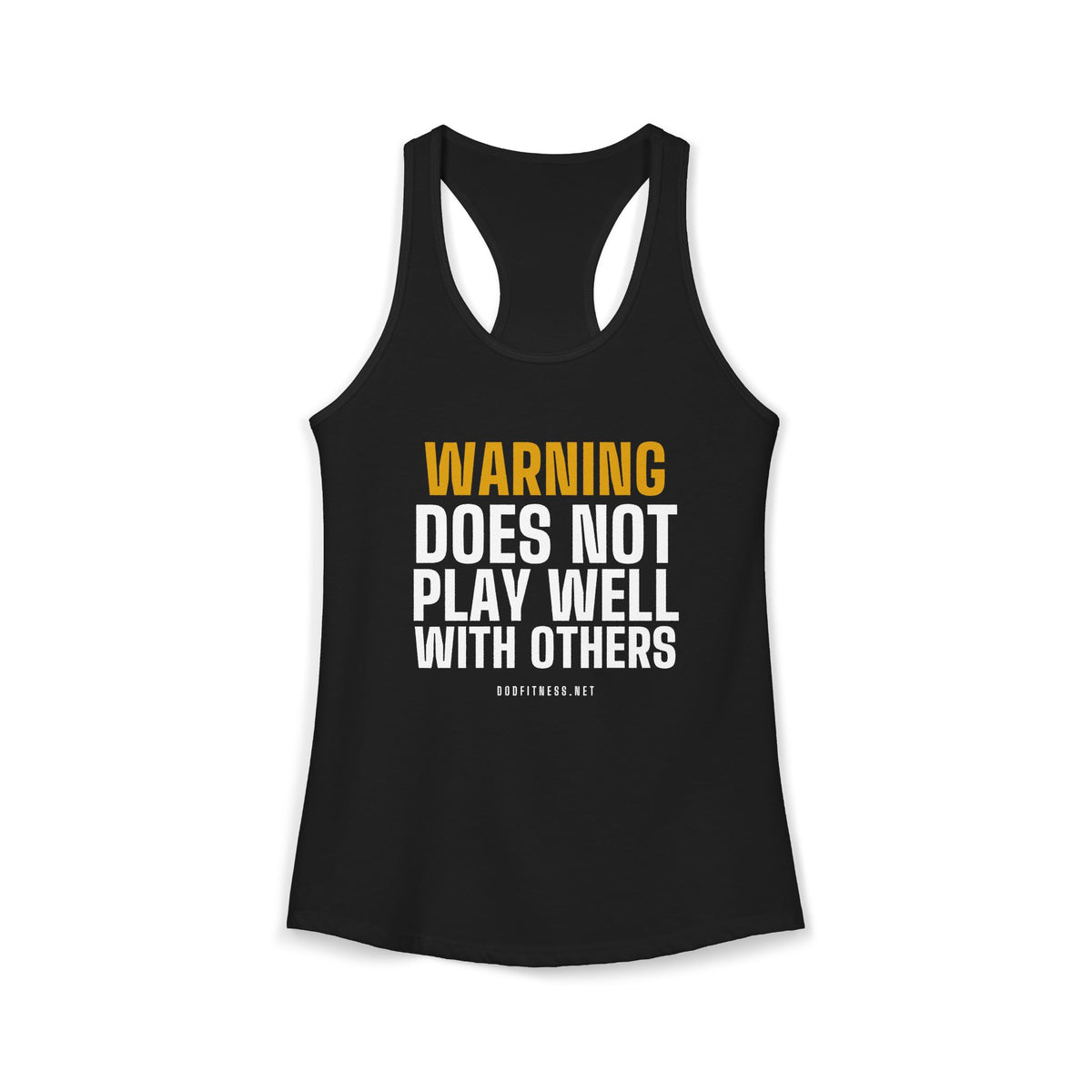 Warning Label women's racerback tank - funny gym tank by DoD Fitness