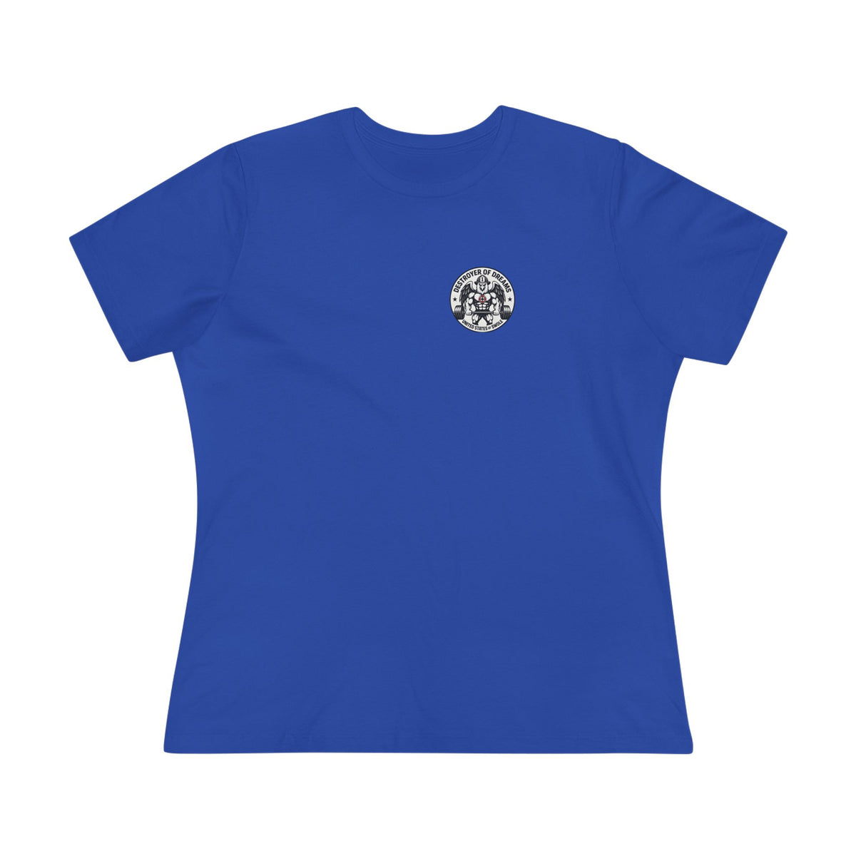 Thin Red Line women's tee in True Royal - funny gym shirt by DoD Fitness