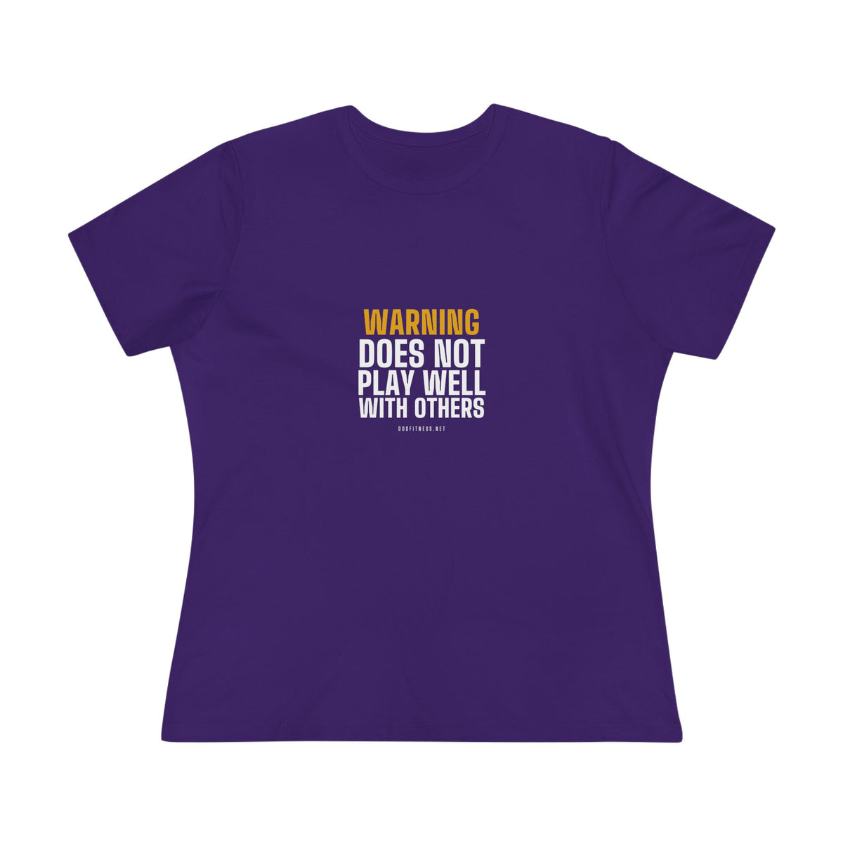 Warning Label women's tee in True Royal - funny gym shirt by DoD Fitness