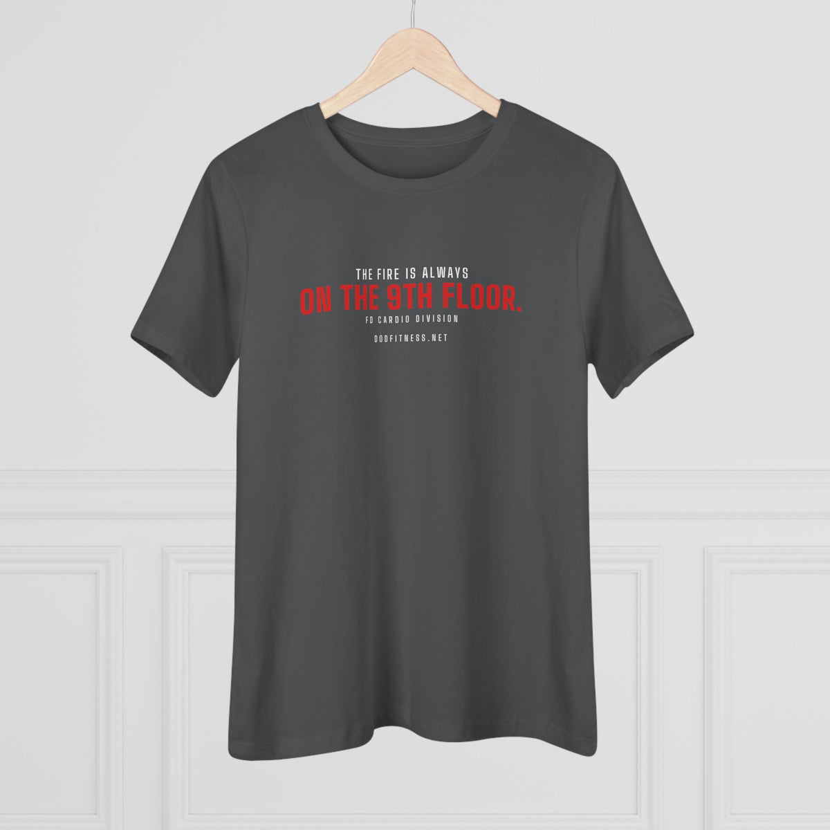 9th Floor women's tee in Vintage Brown - funny gym shirt by DoD Fitness