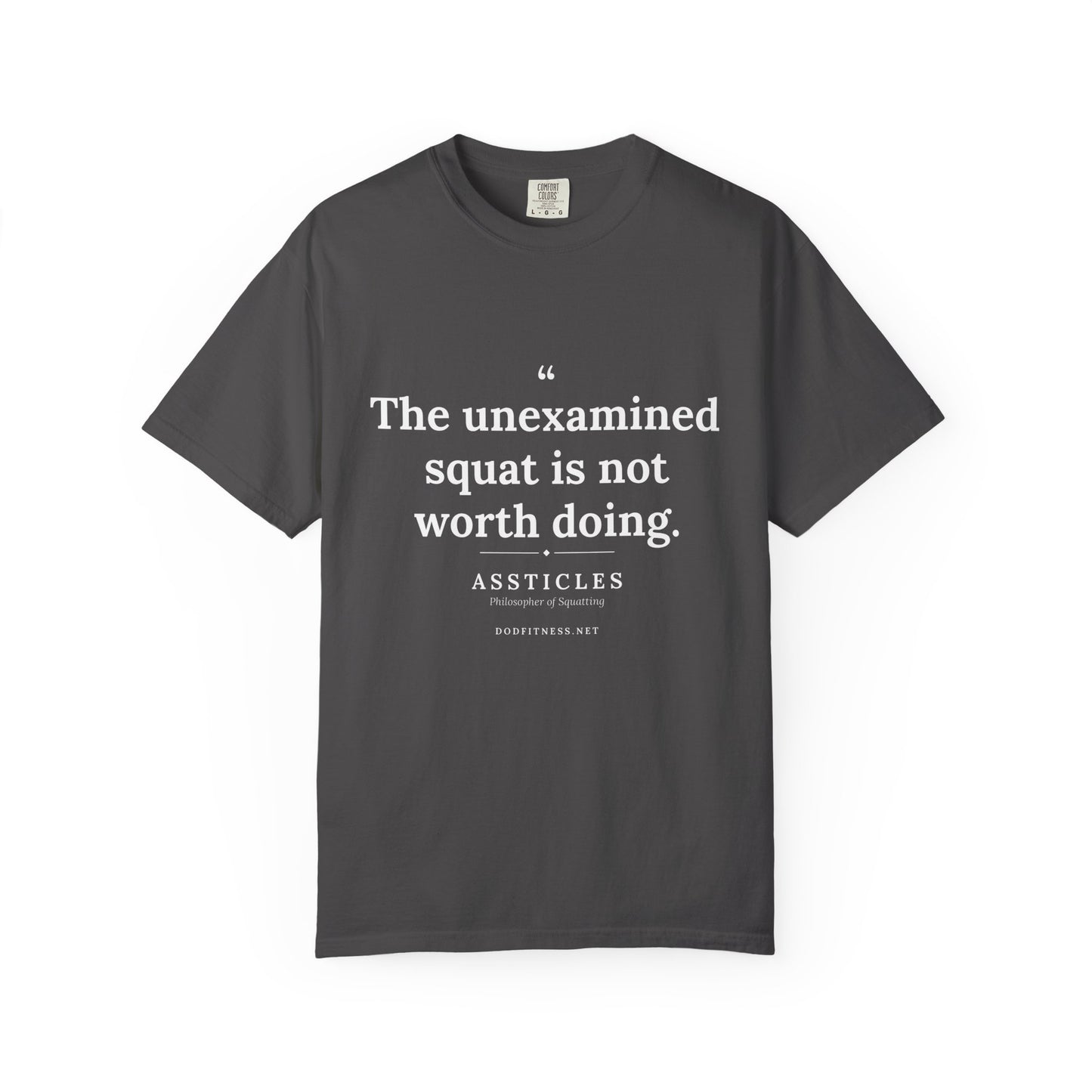 Assticles - The Unexamined Squat men's tee - funny gym shirt by DoD Fitness