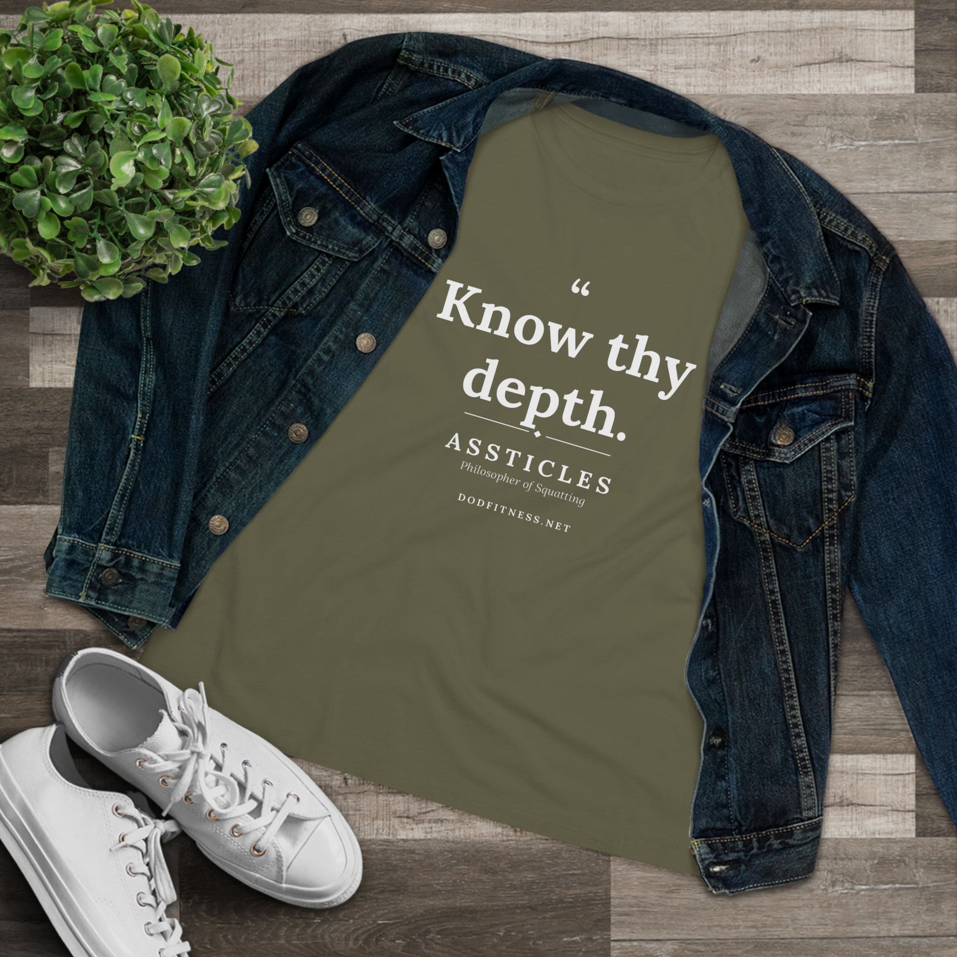 Assticles - Know Thy Depth women's tee - funny gym shirt by DoD Fitness