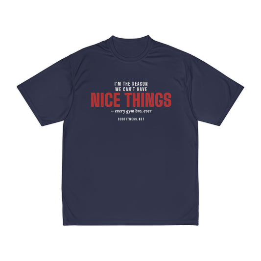Nice Things performance tee in Navy - funny gym shirt by DoD Fitness