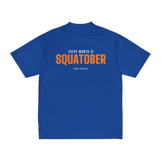 Squatober performance tee in Royal - funny gym shirt by DoD Fitness