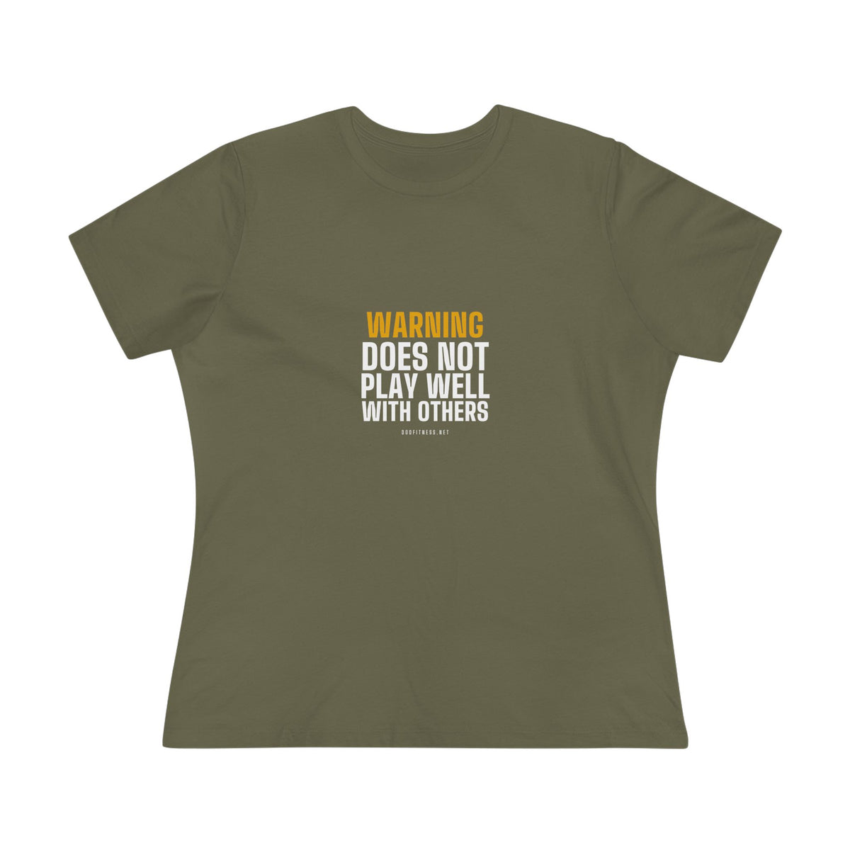 Warning Label women's tee in Vintage Brown - funny gym shirt by DoD Fitness
