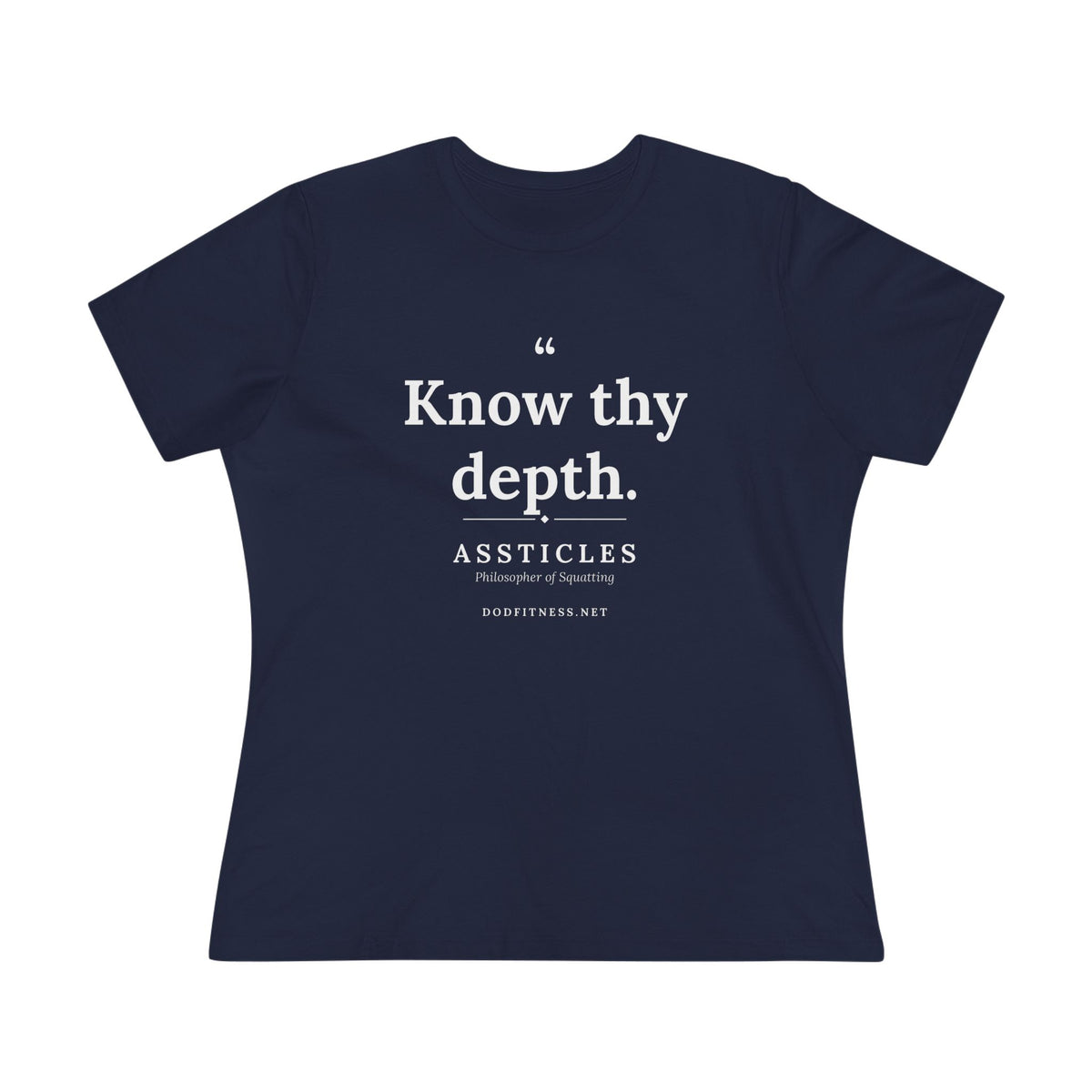 Assticles - Know Thy Depth women's tee - funny gym shirt by DoD Fitness