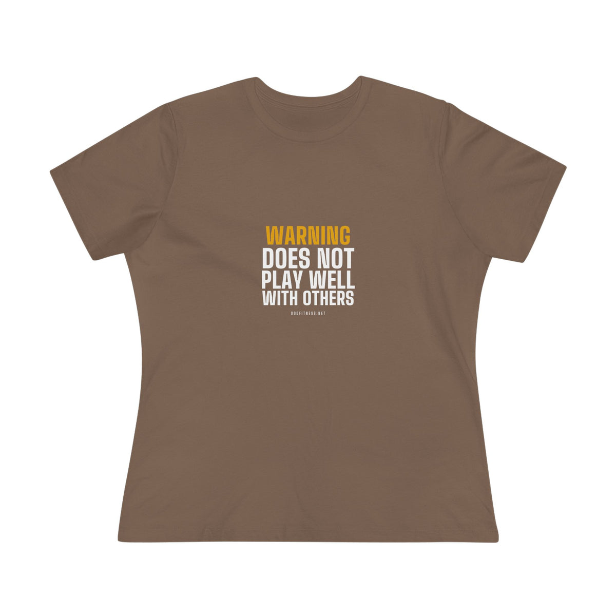 Warning Label women's tee in Military Green - funny gym shirt by DoD Fitness