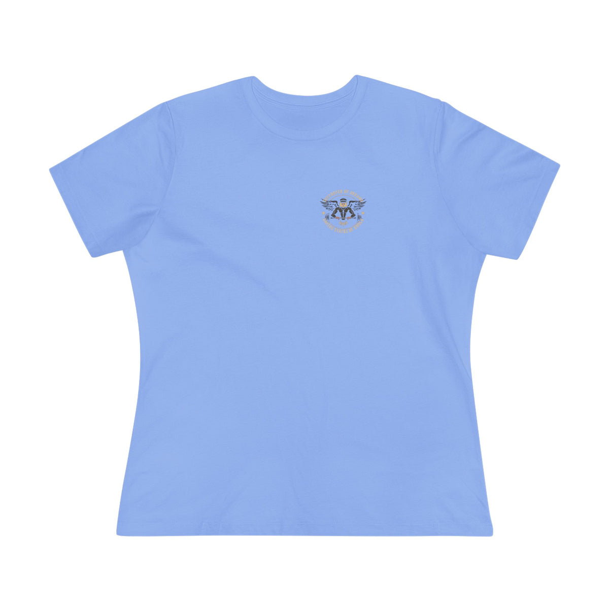 United We Serve - Military women's tee in Carolina Blue - funny gym shirt by DoD Fitness