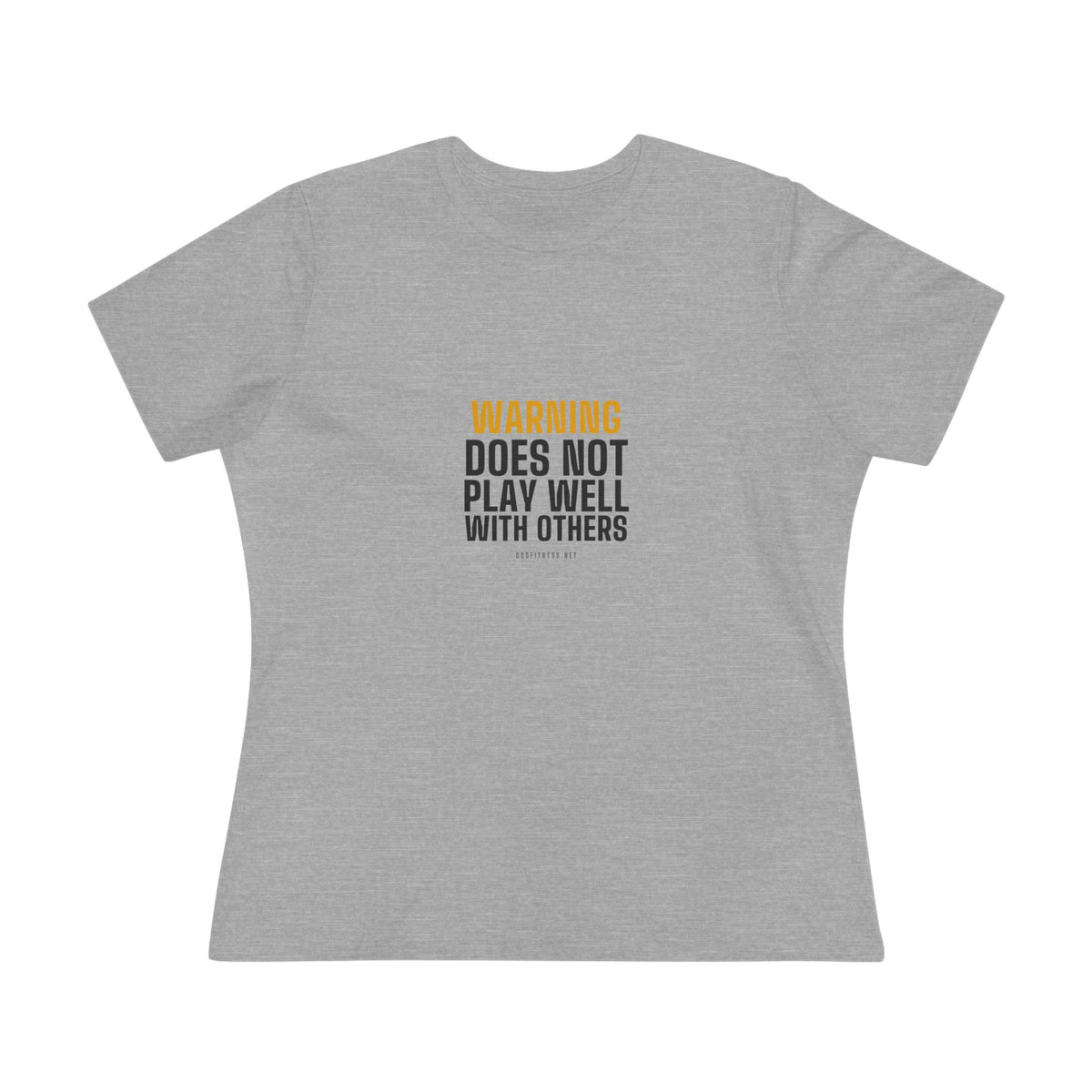 Warning Label women's tee in Athletic Heather - funny gym shirt by DoD Fitness