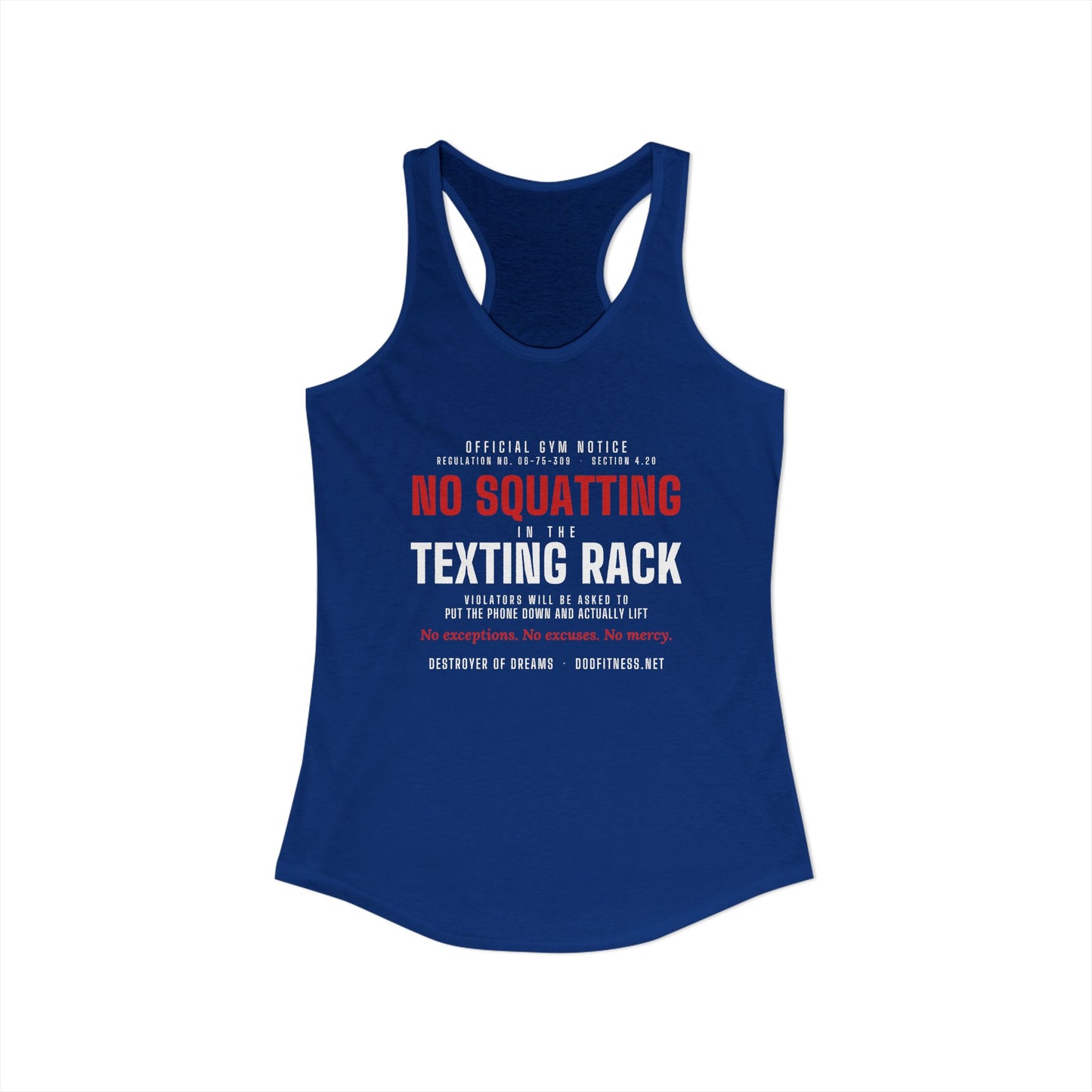 DoD Fitness - No Squatting Texting Rack Women's Tank