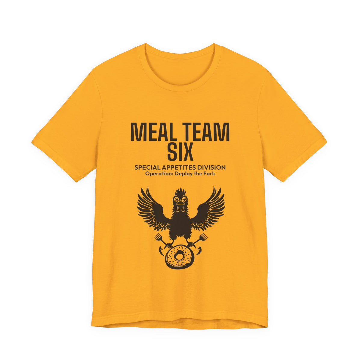 MEAL Team 6 - Deploy the Fork men's tee in Gold - funny gym shirt by DoD Fitness
