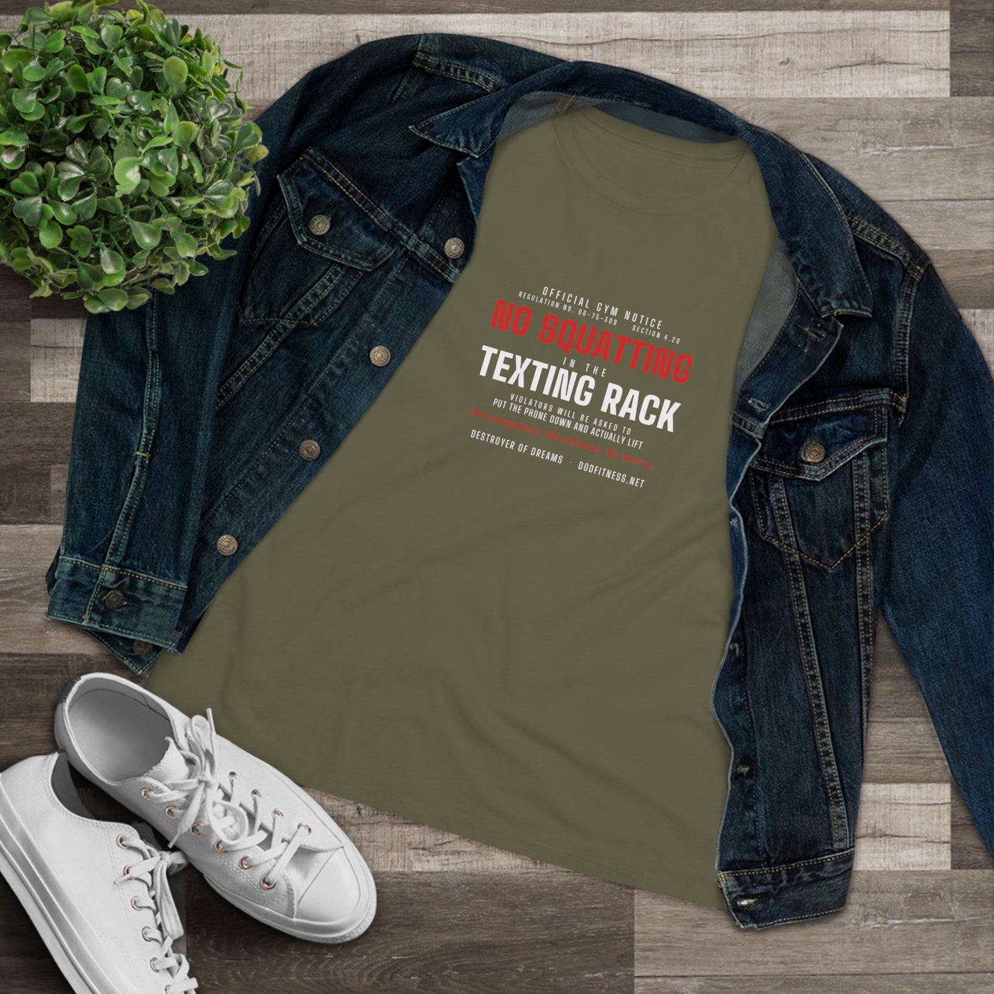 DoD Fitness - No Squatting Texting Rack Women's Tee