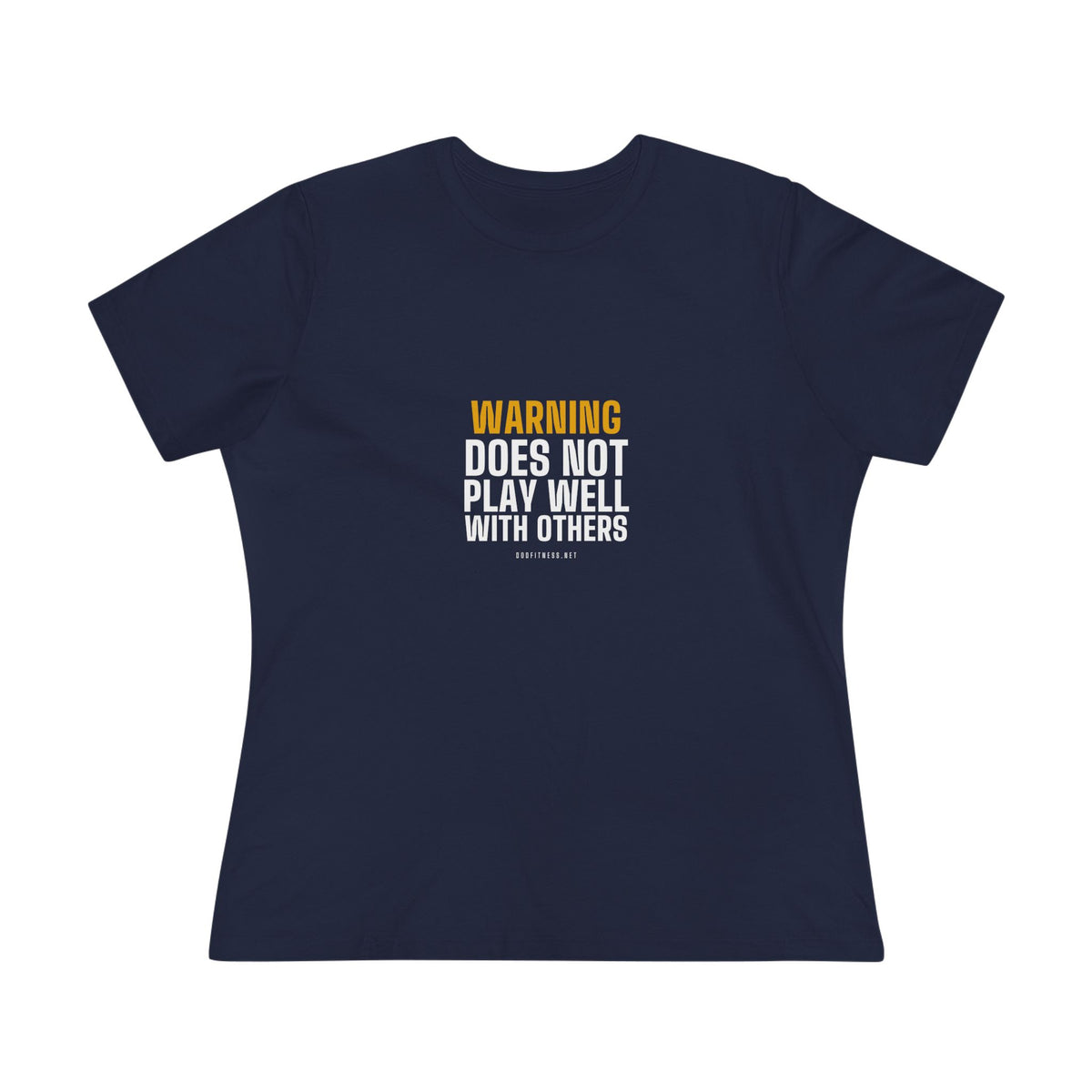 Warning Label women's tee in Team Purple - funny gym shirt by DoD Fitness