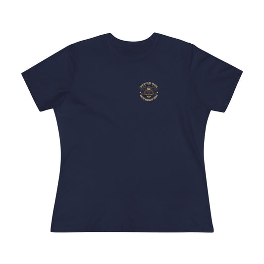 United We Serve - Military women's tee in Navy - funny gym shirt by DoD Fitness
