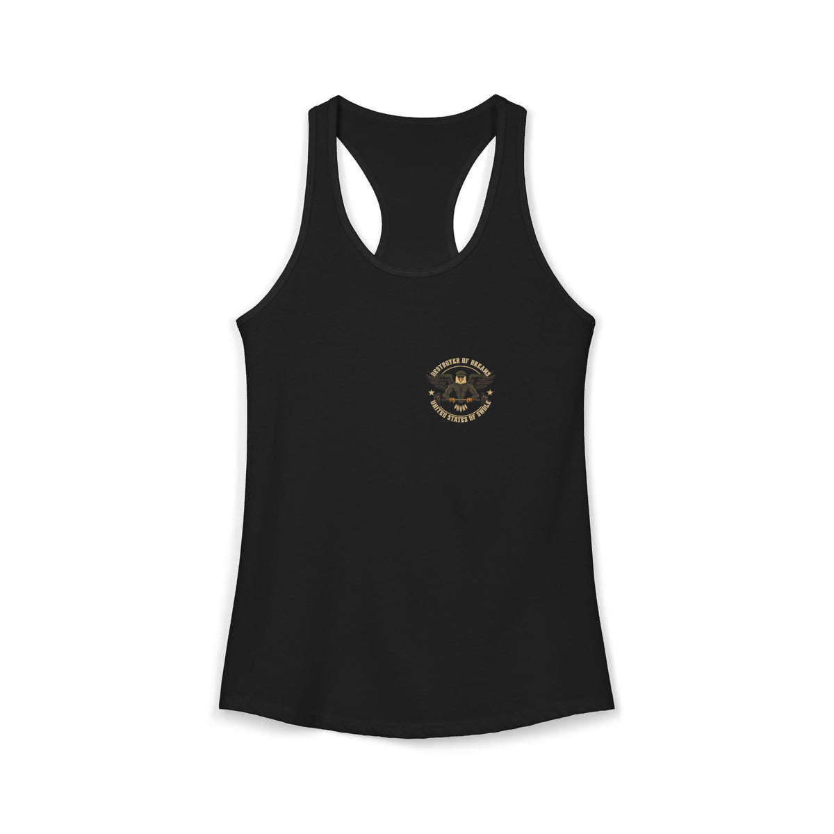 United We Serve - Military women's tank in Solid Black - funny gym shirt by DoD Fitness