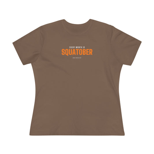 Squatober women's tee in Military Green - funny gym shirt by DoD Fitness