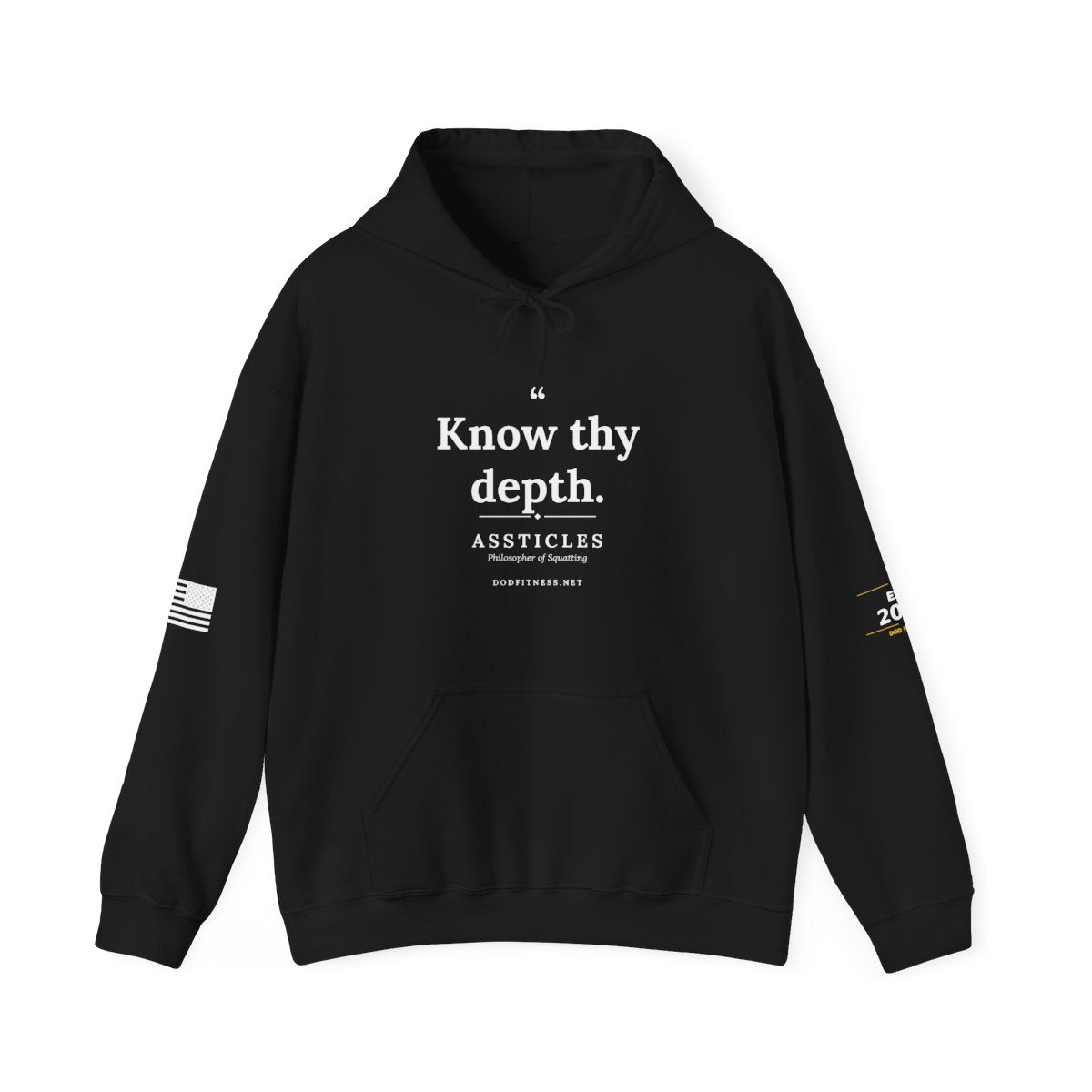 Assticles - Know Thy Depth hoodie in Black - funny gym hoodie by DoD Fitness
