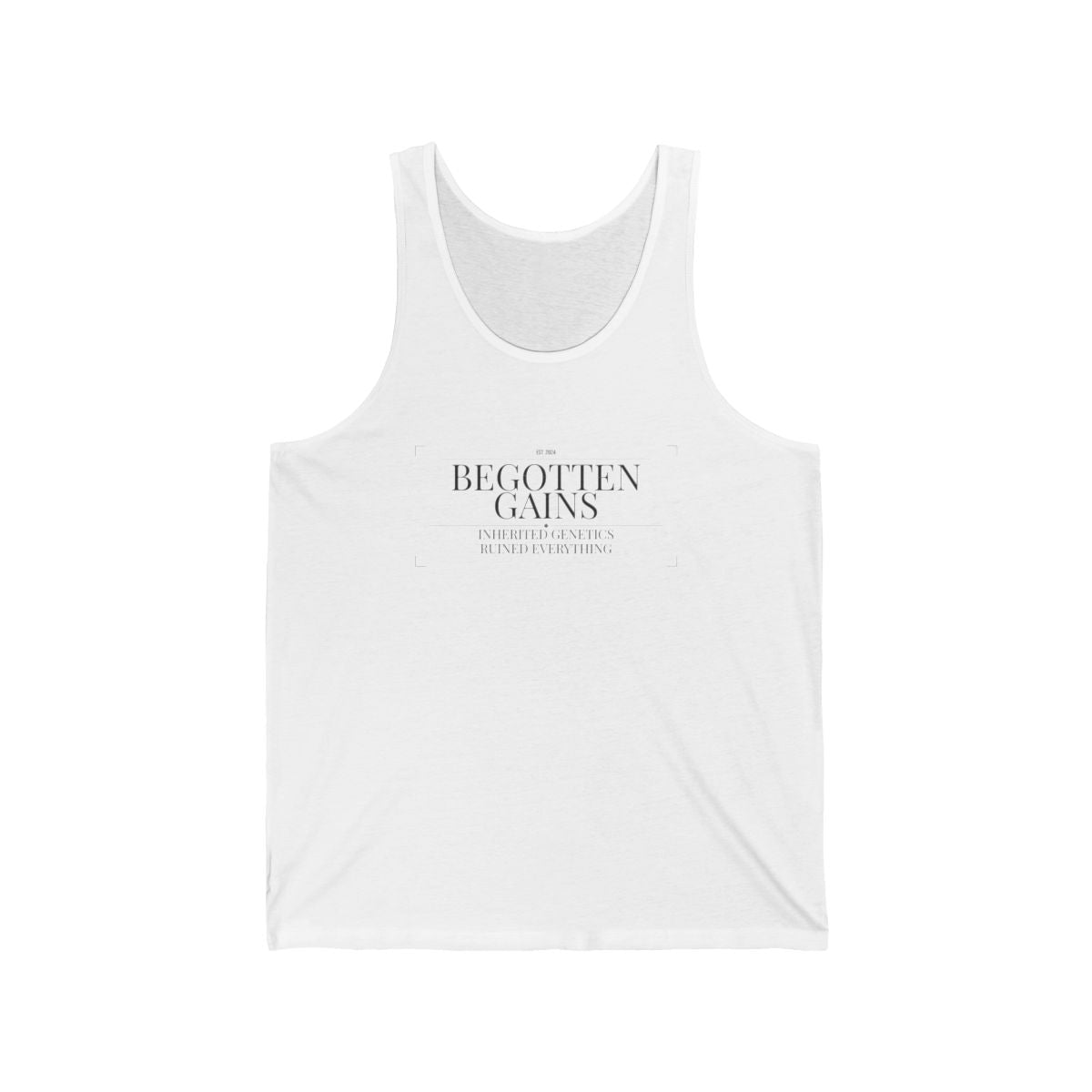 Begotten Gains - Iron Devotion men's tank in White - funny gym shirt by DoD Fitness