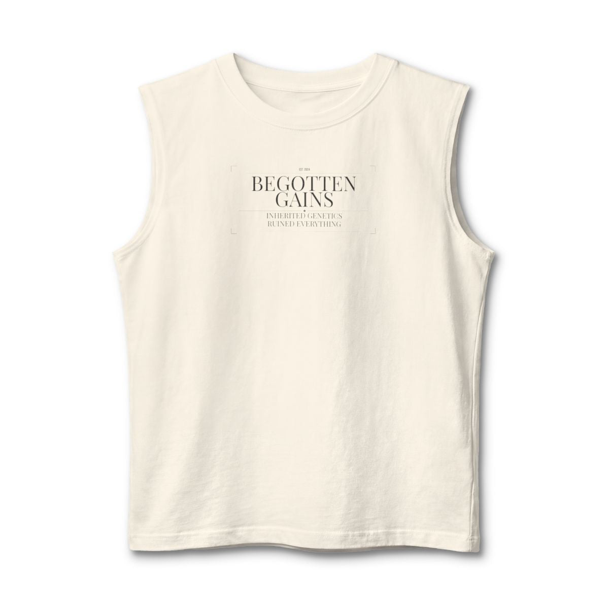 Begotten Gains - Iron Devotion stringer tank in Natural - funny gym shirt by DoD Fitness