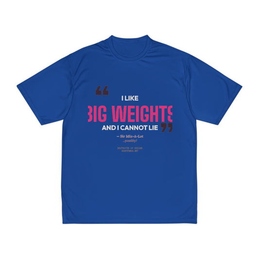 Big Weights moisture wicking shirt in Royal - funny gym shirt by DoD Fitness