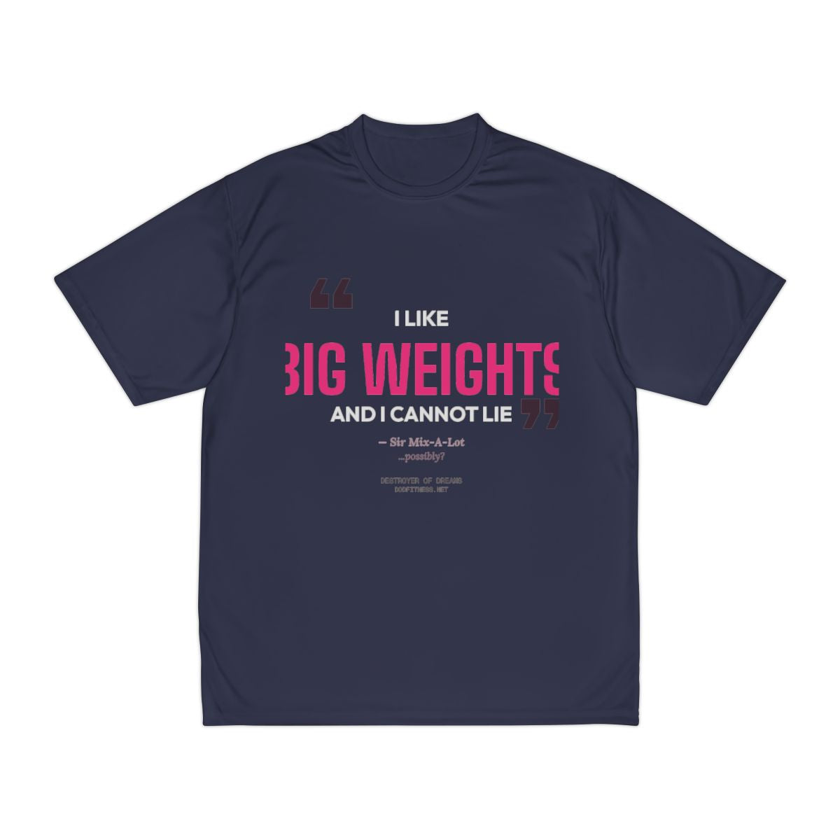 Big Weights moisture wicking shirt in Navy - funny gym shirt by DoD Fitness