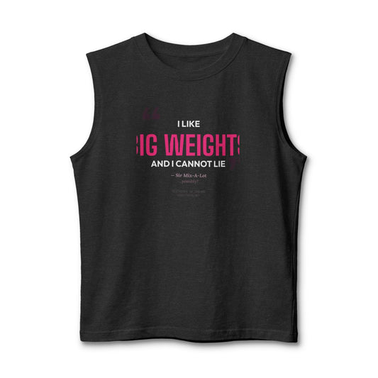 Big Weights stringer tank in Dark Grey Heather - funny gym shirt by DoD Fitness