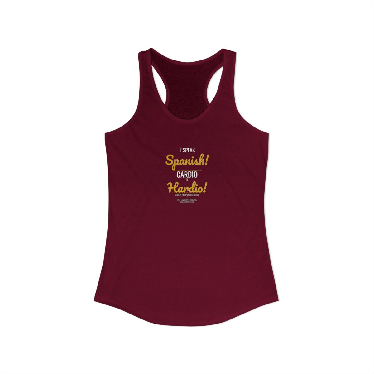 Cardio Hardio women's tank in Solid Cardinal Red - funny gym shirt by DoD Fitness