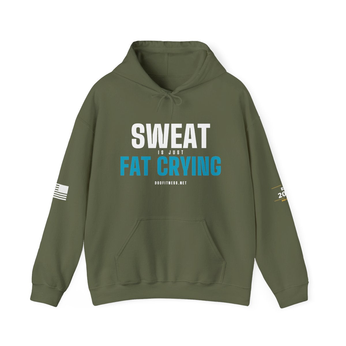 Fat Crying Frown hoodie in Military Green - funny gym hoodie by DoD Fitness