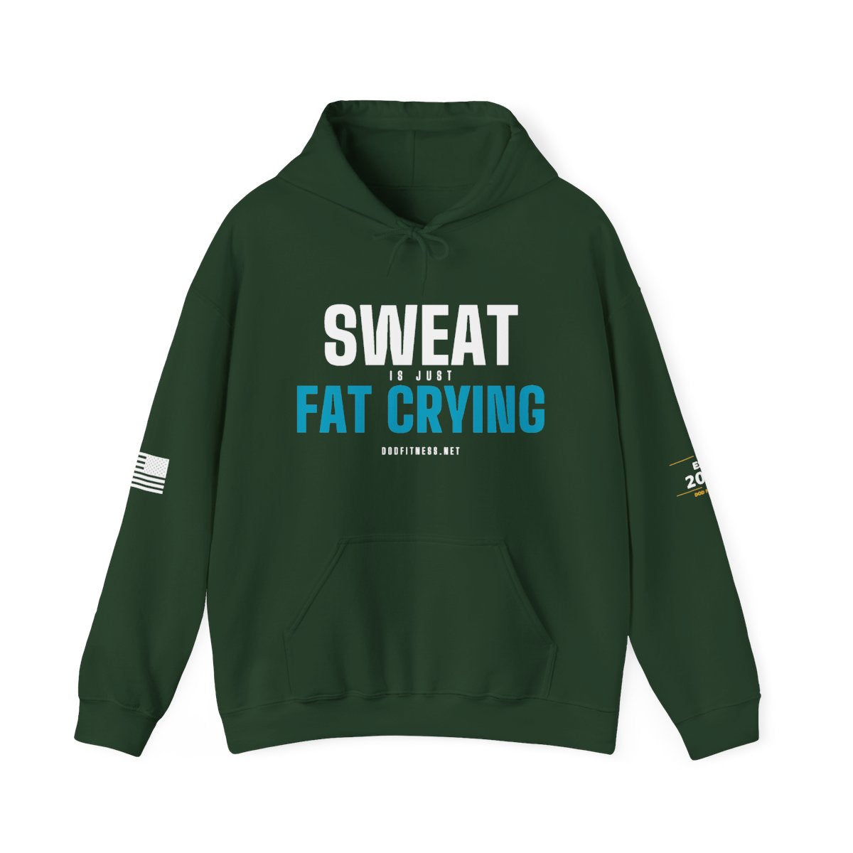 Fat Crying Frown hoodie in Forest Green - funny gym hoodie by DoD Fitness