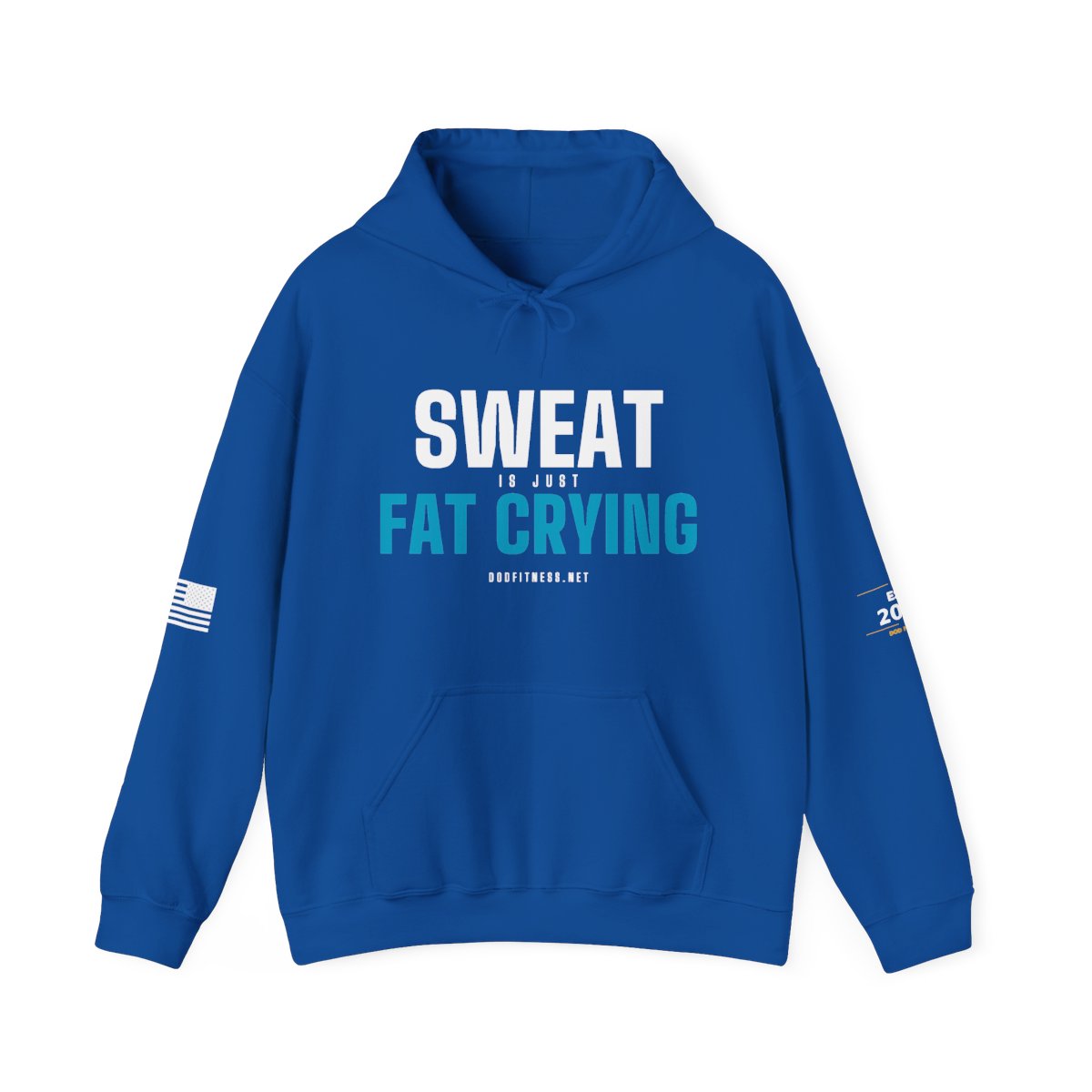Fat Crying Frown hoodie in Royal - funny gym hoodie by DoD Fitness