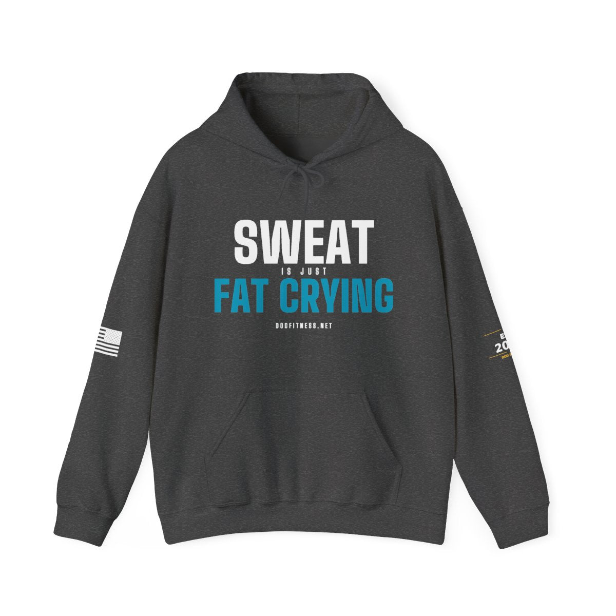 Fat Crying Frown hoodie in Dark Heather - funny gym hoodie by DoD Fitness
